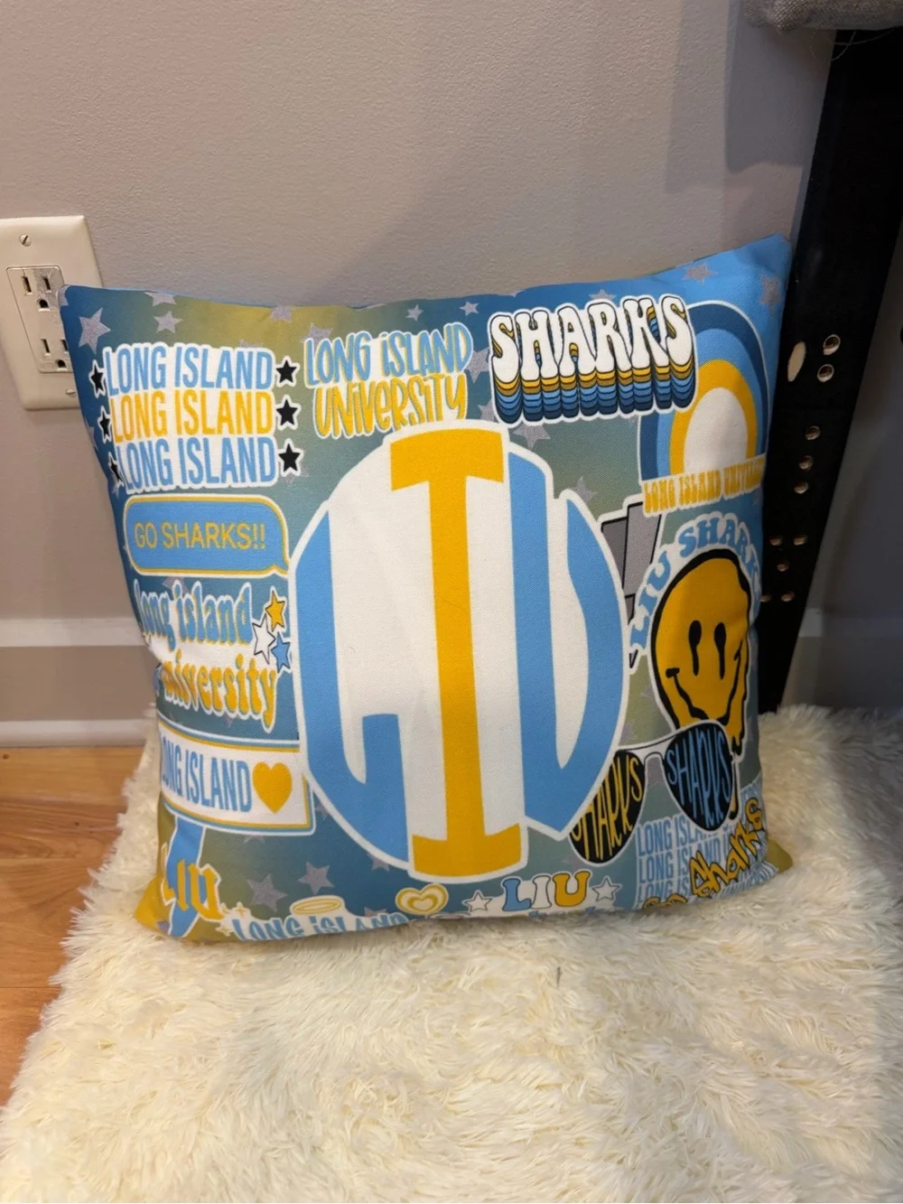 Long Island University Sharks Decorative Pillow - Blue & Yellow
